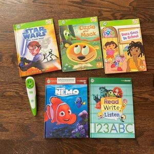 5 Leap Frog books-Tag reader works w/3 Tag books.